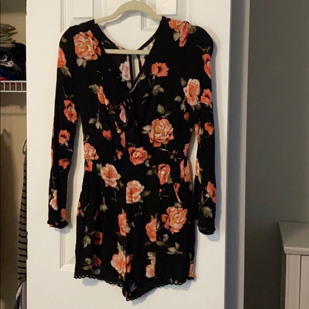 Black floral romper